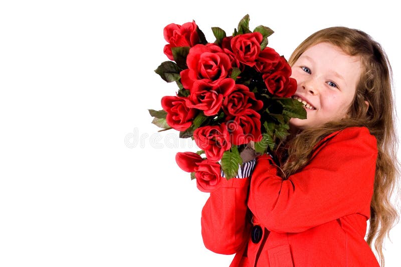 Sweet girl with roses