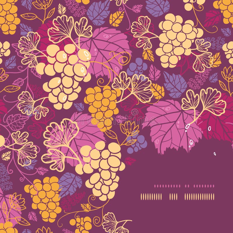 Sweet grape vines corner frame pattern background