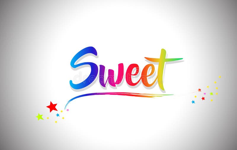 Sweet Handwritten Word Text with Rainbow Colors and Vibrant Swoosh