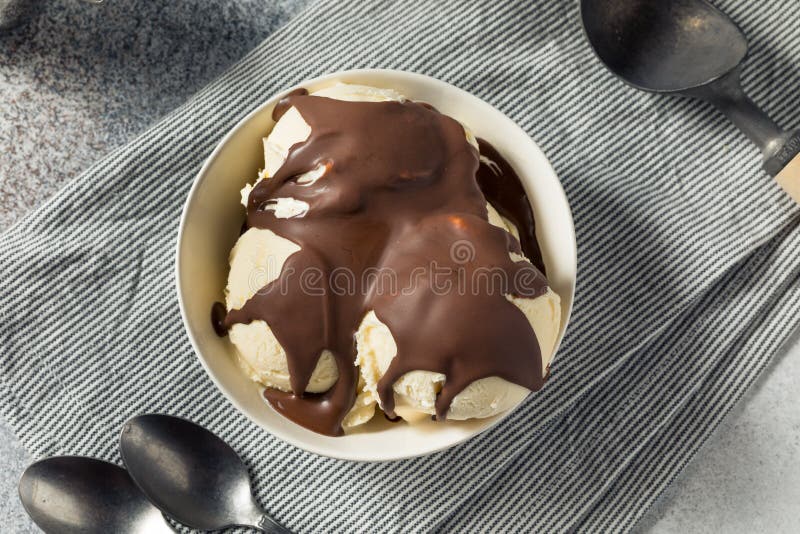 Sweet Hard Chocolate Shell Ice Cream Sundae Stock Photo Image of