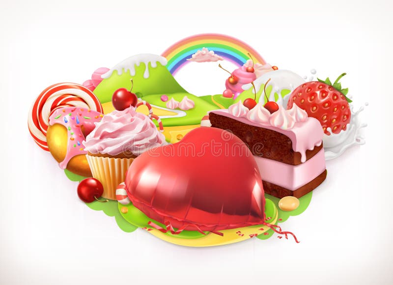 Sweet heart. Confectionery and desserts, vector illustration