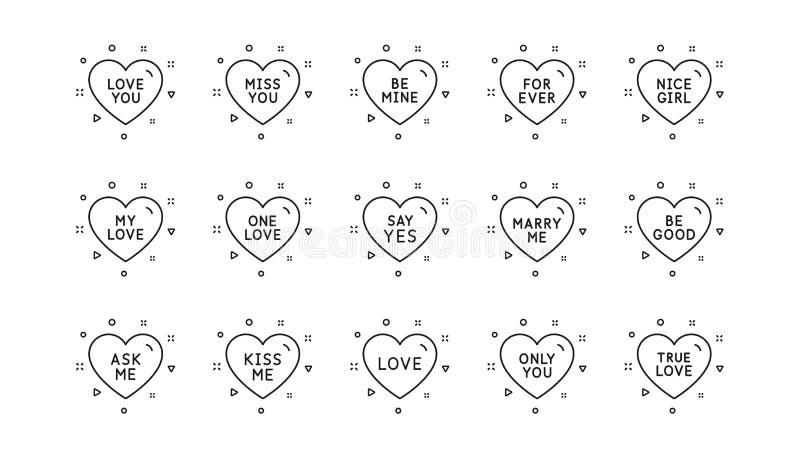 Sweet heart line icons. Sweetheart for valentines day, love heart. Linear set. Vector