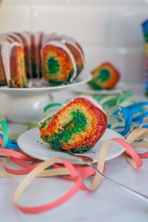 Sweet Home Made Colorful Rainbow Sponge Cake royalty free stock photo