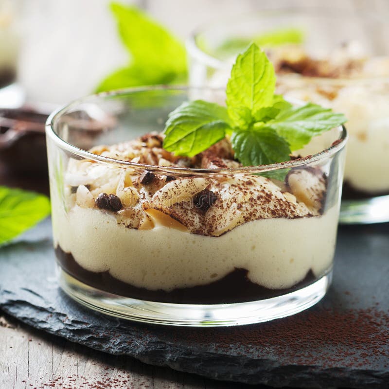 Sweet Homemade Dessert with Cream and Chocolate Stock Photo Image of