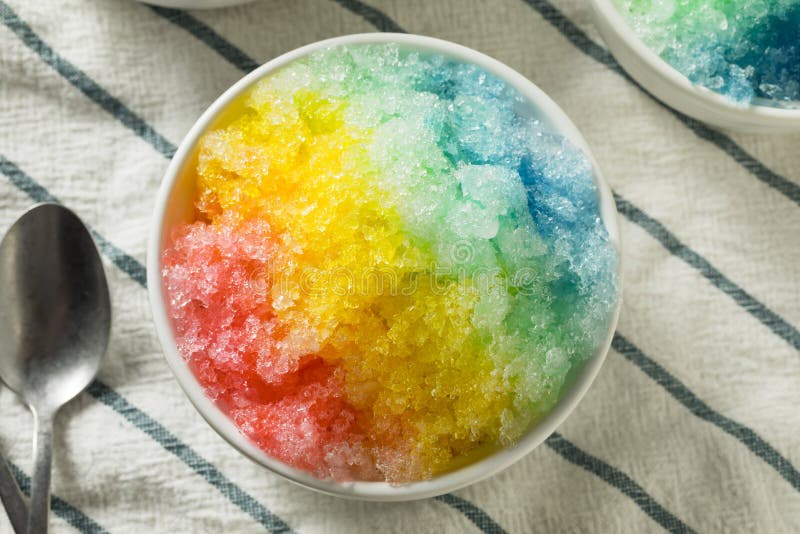 Sweet Homemade Shaved Rainbow Hawaiian Ice