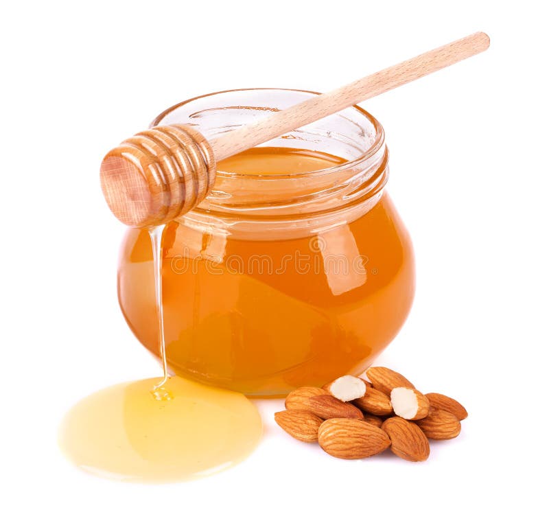 Honey And Nuts In Jar Stock Photo - Download Image Now - Almond