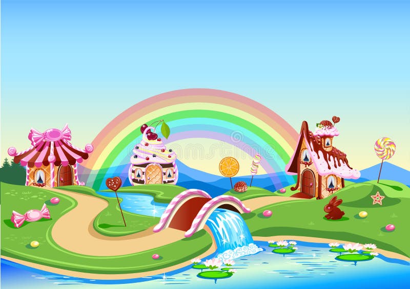 Sweet house in candy land stock vector. Illustration of biscuit 264001757