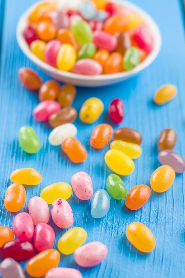 Sweet jelly beans. stock photo. Image of orange, confectionary 121093958