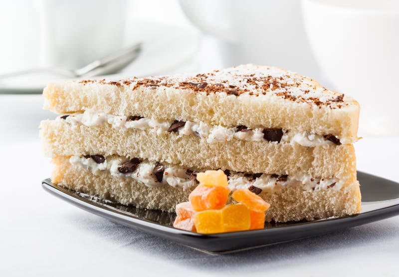 A Sweet Layered Sandwich with Ricotta Cheese and Chocolate Chunk Stock