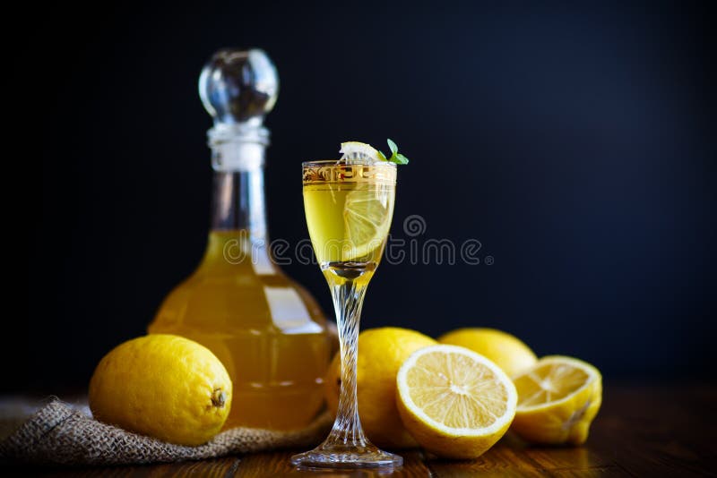 Sweet Lemon Alcoholic Brandy In The Decanter Stock Image Image of fresh, background 86397947