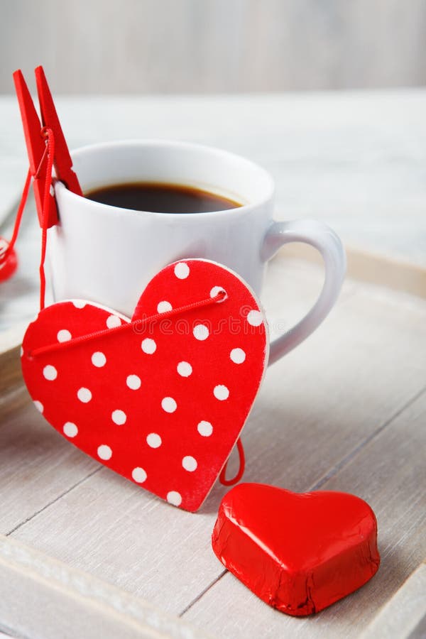 Sweet little heart and coffee cup