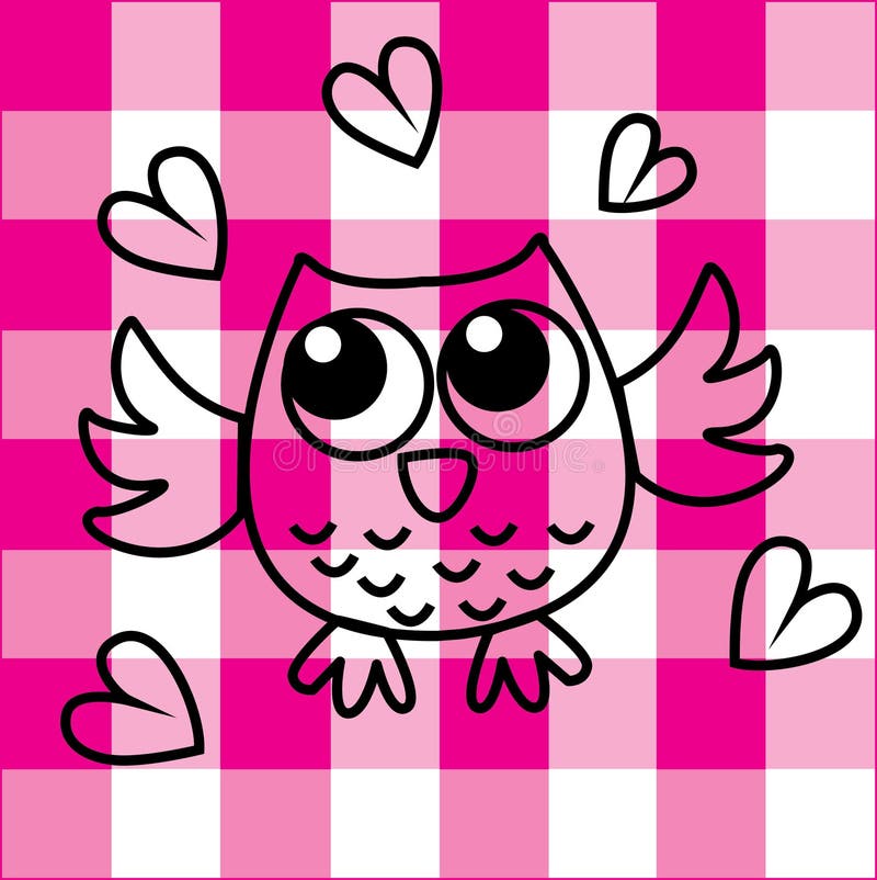 Sweet little owl on checkered background royalty free illustration Sweet little owl on checkered background royalty free illustration