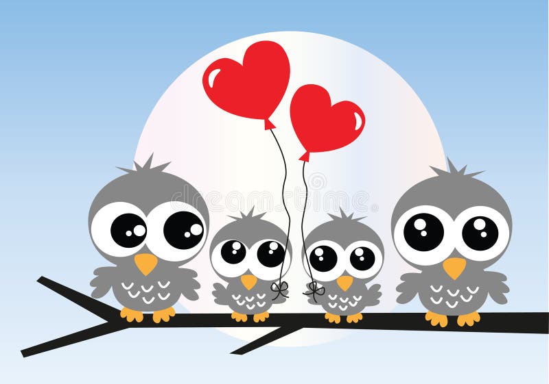 Download A sweet little owl family stock vector. Illustration of ...