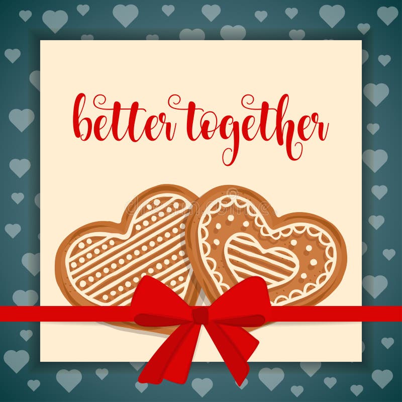 Sweet love card with gingerbread hearts vector illustration Sweet love card with gingerbread hearts vector illustration