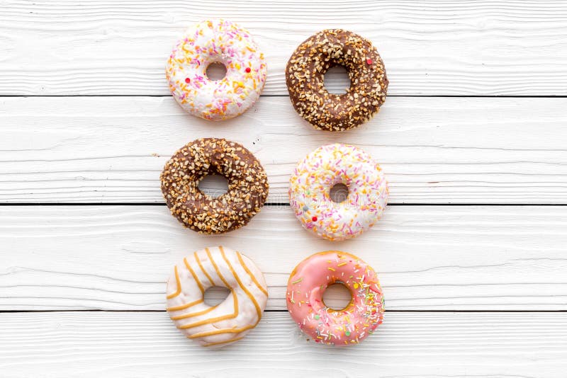 Sweet lunch with glazed donut on white background flat lay mockup stock photo Sweet lunch with glazed donut on white background flat lay mockup stock photo
