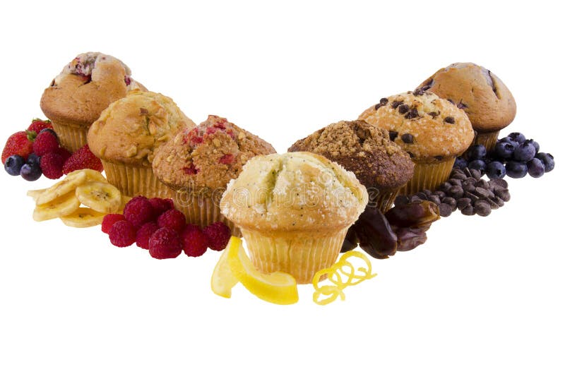 Sweet muffins on white background