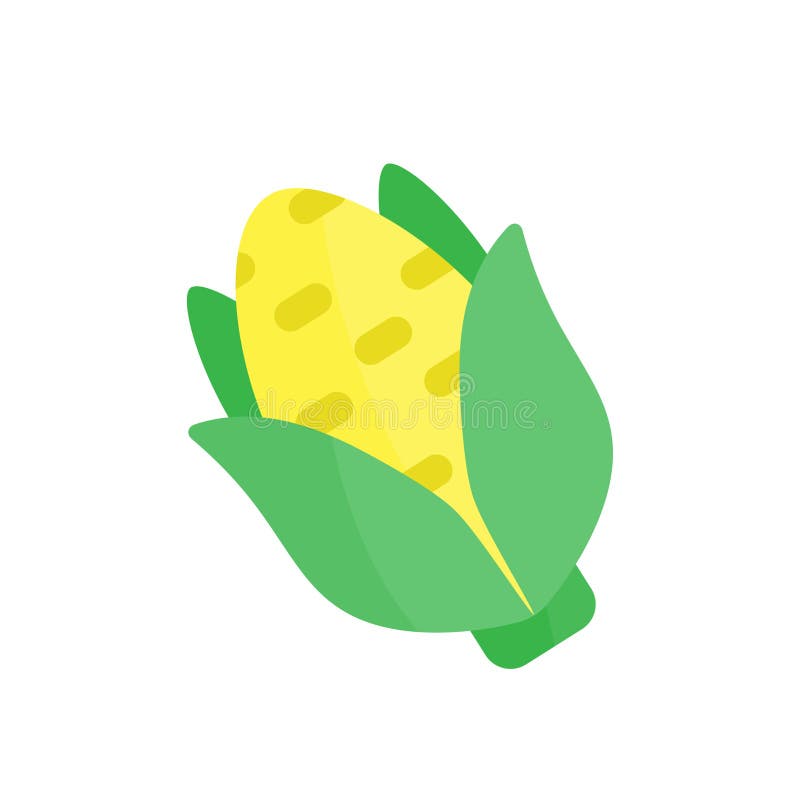 Sweet Organic Corncob Icon. Flat Design on White Background Stock