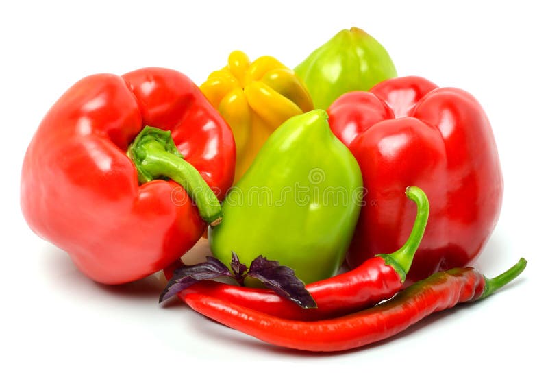 Sweet Pepper, Chili Pepper and Basil Stock Image Image of chili