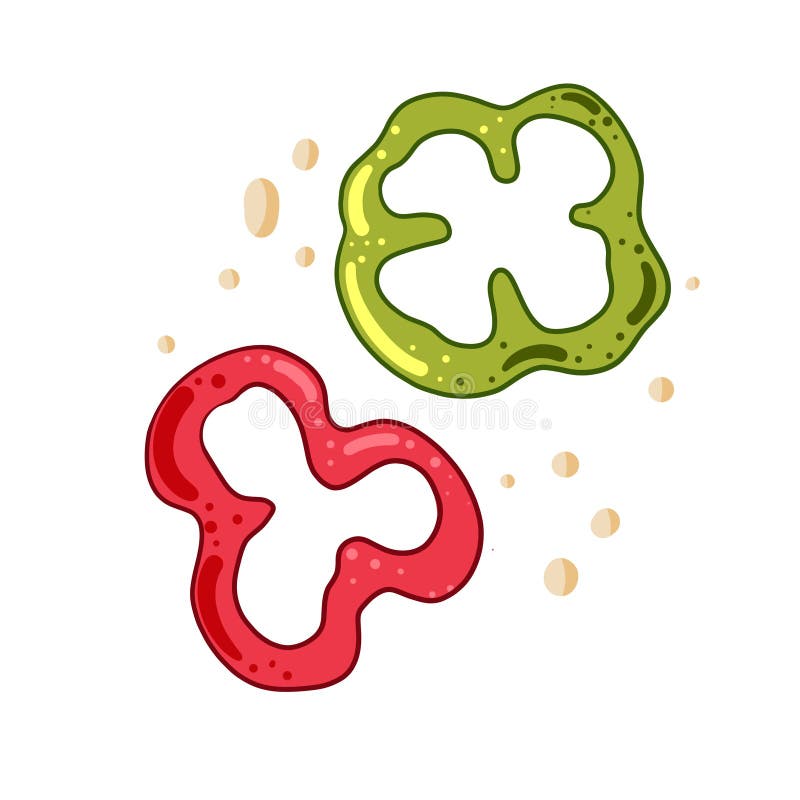 Sweet Pepper Rings Red and Green Isolated Stock Illustration