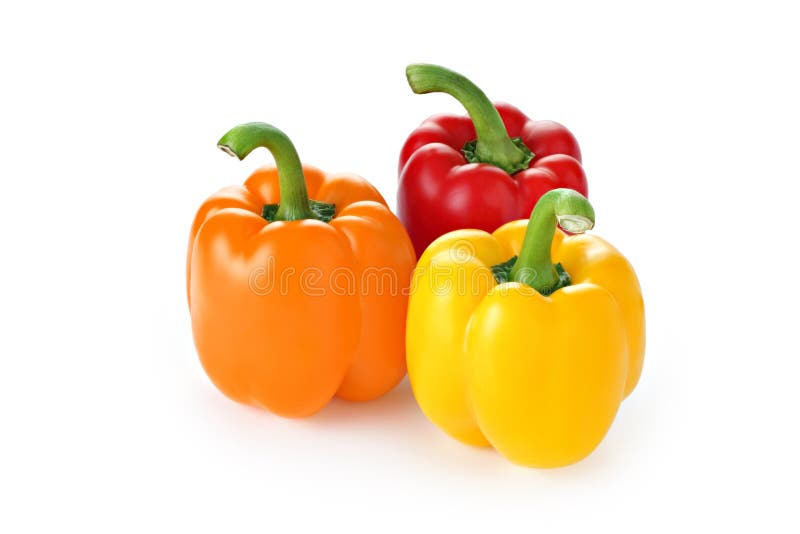 Sweet Pepper on White Background Isolated Multi Collor Green Yellow