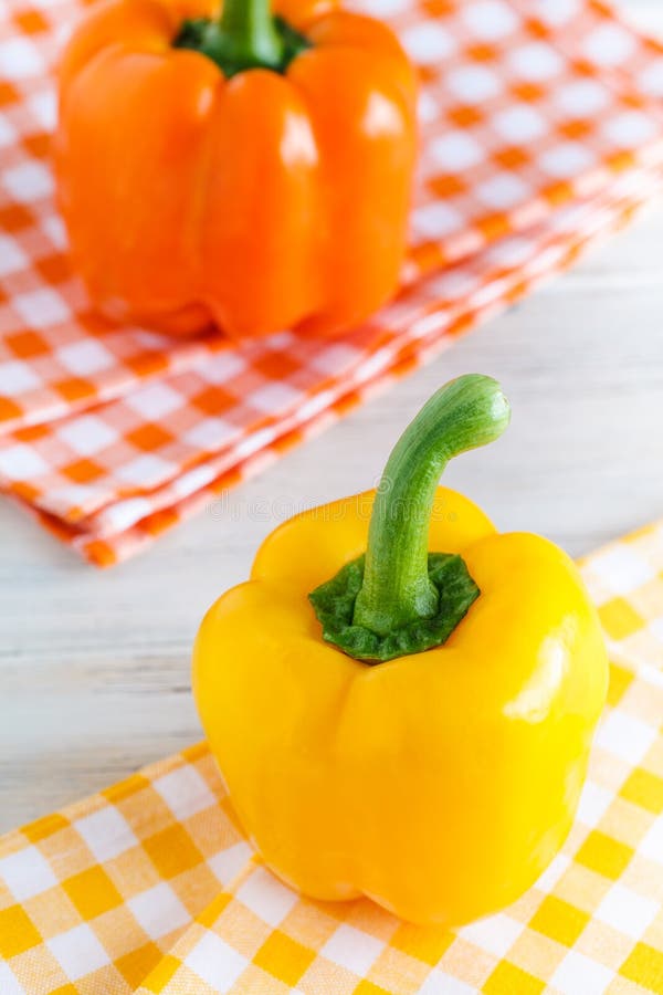 Sweet Pepper in Yellow and Orange. Stock Image Image of napkin