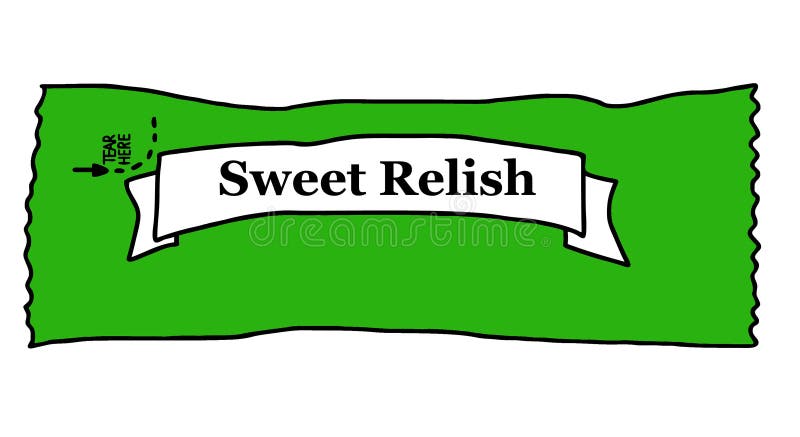 A package of sweet pickle relish condiment. Pickle relish illustrations