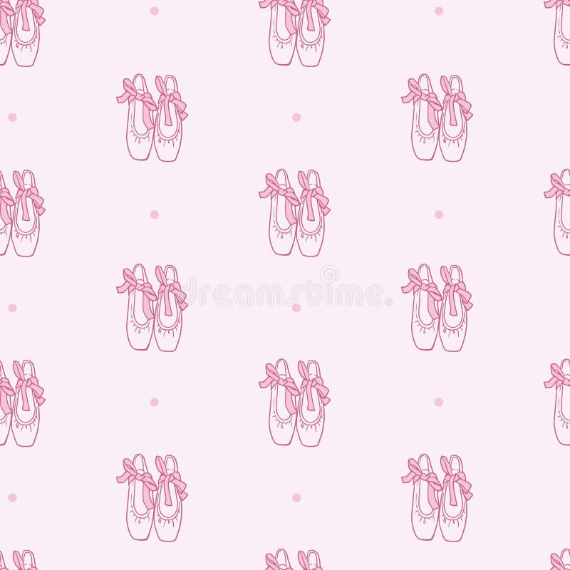 Sweet Pink Ballet Shoes Vector Illustration Seamless Pattern stock illustration
