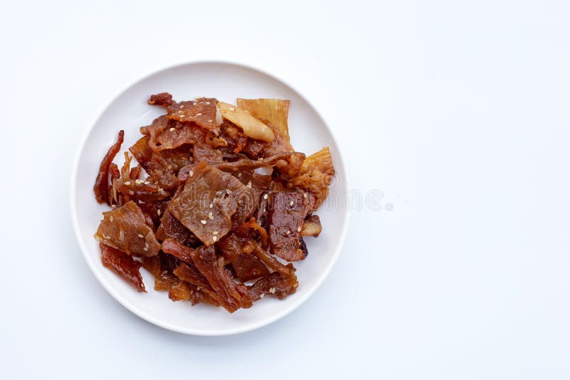 Sweet Pork or Pork Jerky on White Stock Photo Image of foods, chop