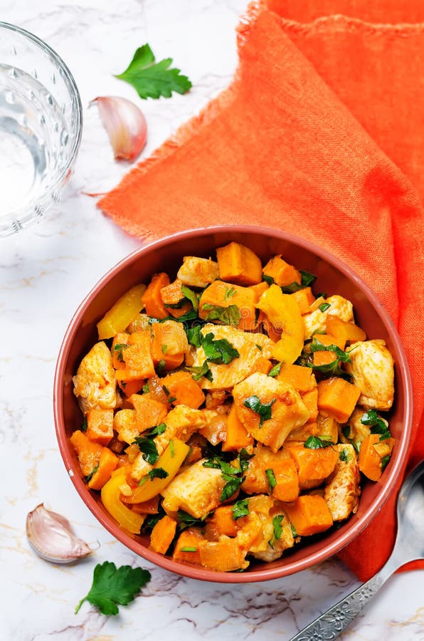 Sweet Potato Chicken Skillet Stock Image - Image of edible, gastronomy