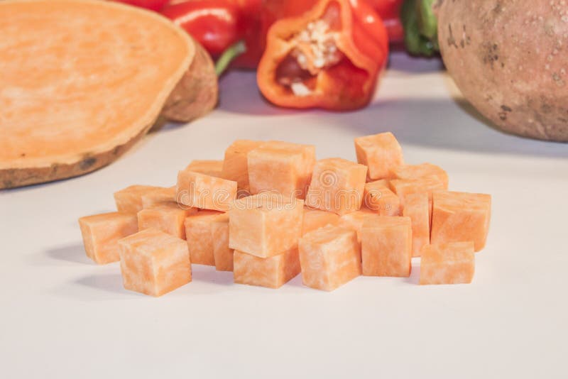Sweet potato dice stock image. Image of side, potatoes 51704161