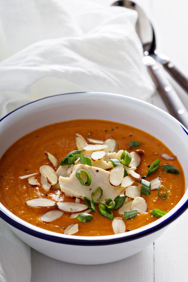 Sweet potato and squash soup with chicken