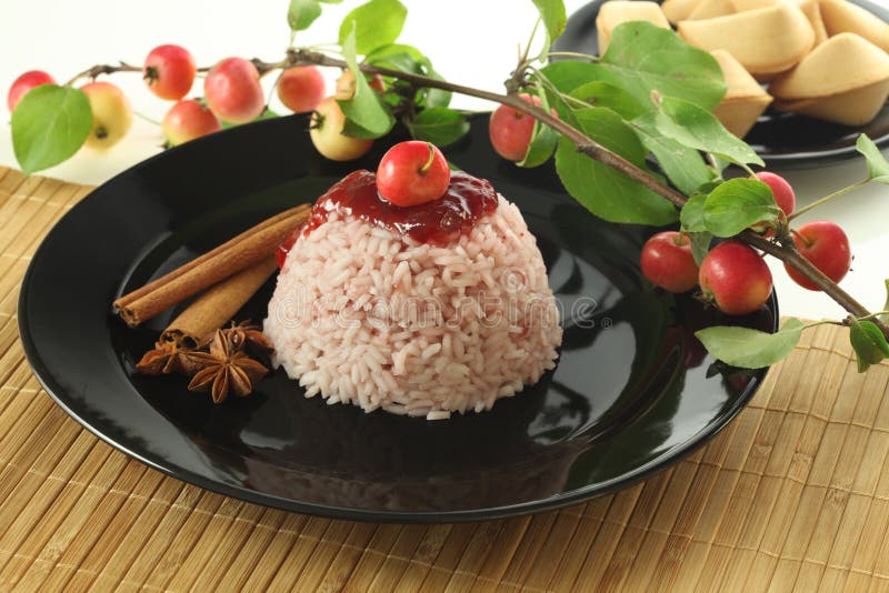 Rice dessert. stock photo. Image of breakfast, sauce 225174508
