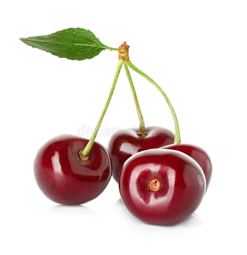 Sweet ripe cherry, berries isolated on white royalty free stock photos