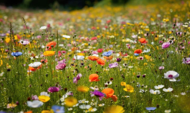 The Sweet Scent of Flowers Fills Spring Meadow Creating Using ...