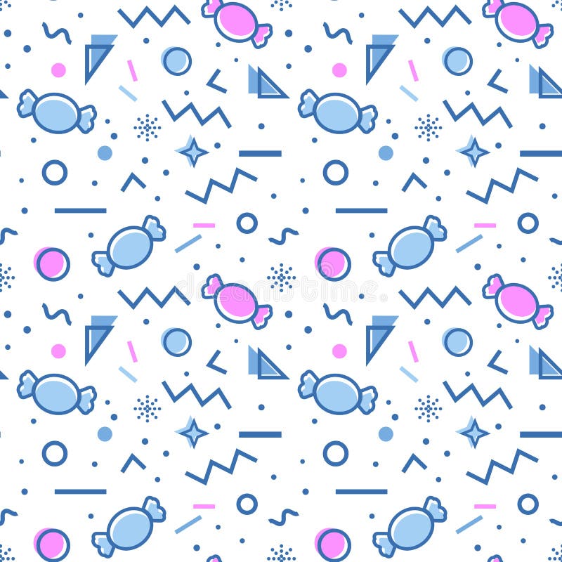 Candy seamless pattern in memphis style. royalty free illustration