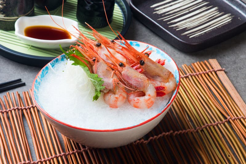 Sweet Shrimp Sashimi Amaebi Japanese food royalty free stock image