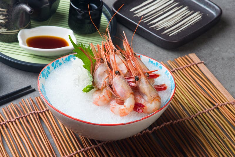 Sweet Shrimp Sashimi Amaebi Japanese food stock image