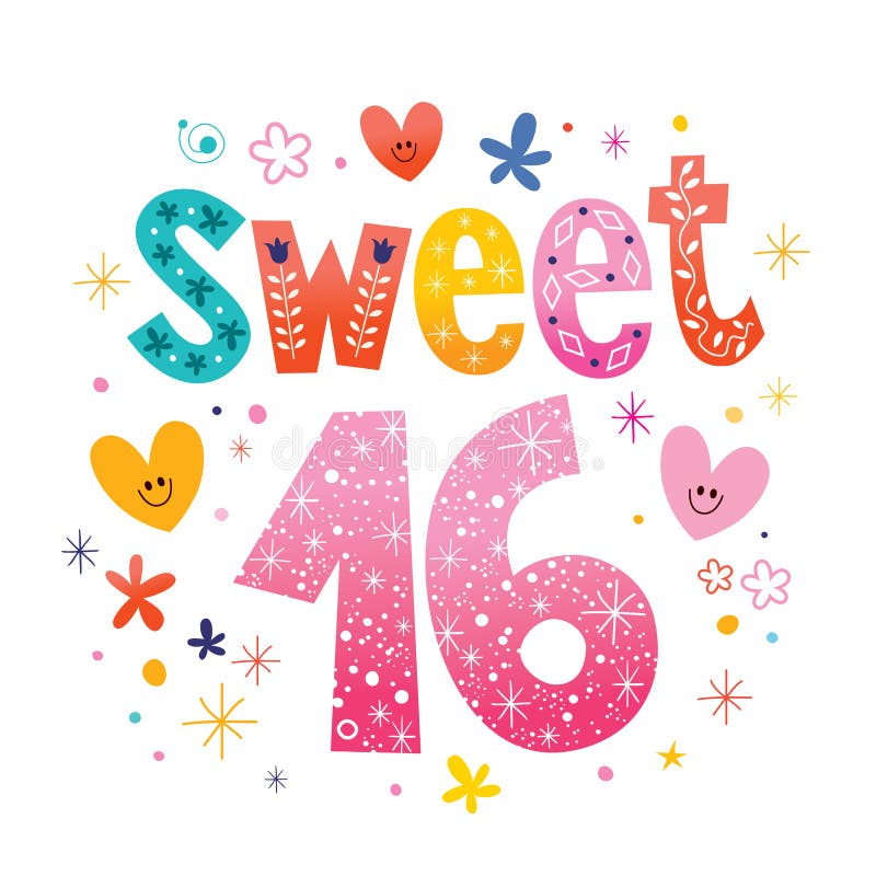 Sweet Sixteen Birthday Cake Stock Vector Illustration Of Brown