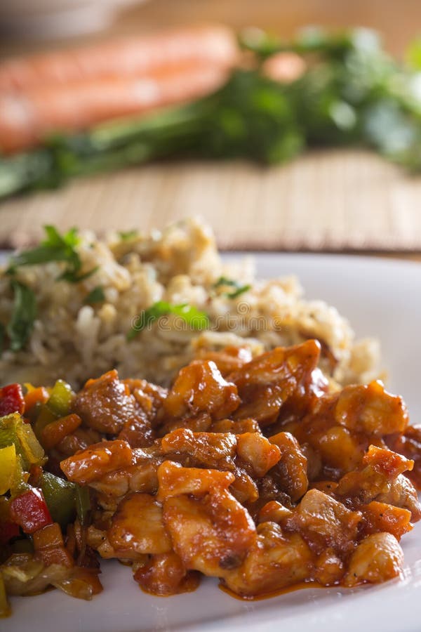 Grilled Chicken Breast in a Sweet and Sour Marinade.Top View. Stock