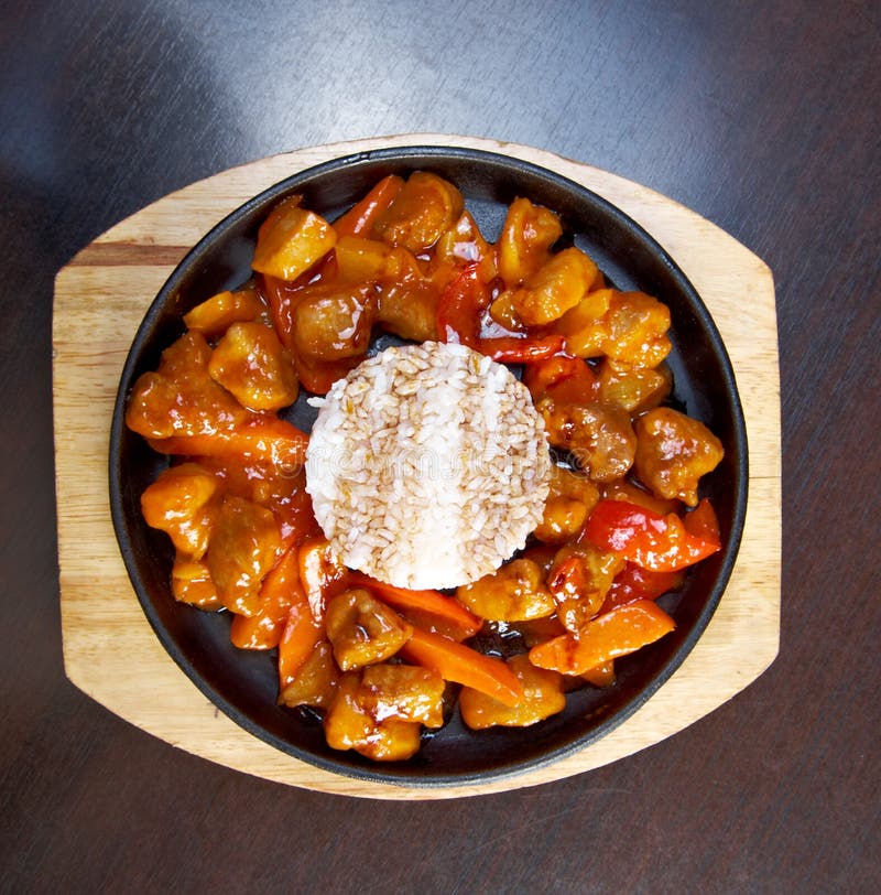 Sweet and sour pork meat stock image. Image of meal, parsley 60323153