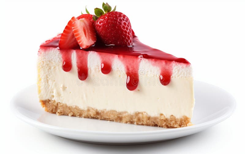 Sweet Strawberry Cheesecake on White Background Stock Illustration