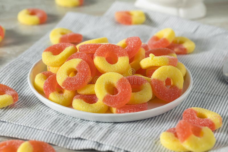 Sweet Sugary Peach Gummy Candy Rings Stock Image Image of peaches