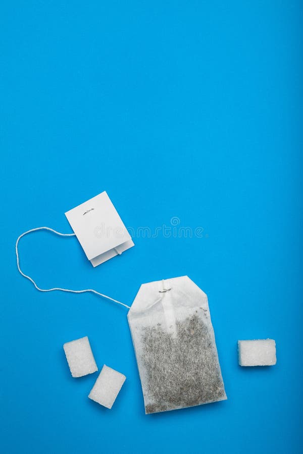 Sweet tea with sugar, a bag of tea. Empty space for text royalty free stock image Sweet tea with sugar, a bag of tea. Empty space for text royalty free stock image