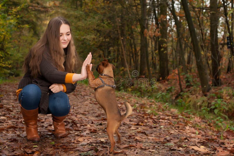 Sweet teenager and her dog