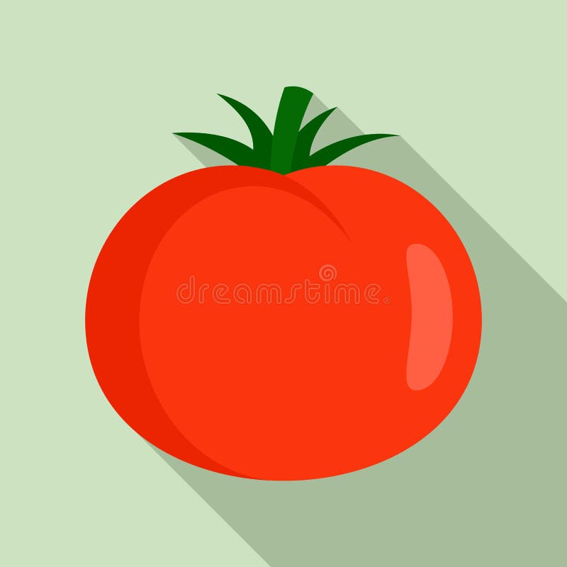 Sweet Tomato Icon Flat Style Stock Vector Illustration Of Fruit Leaf