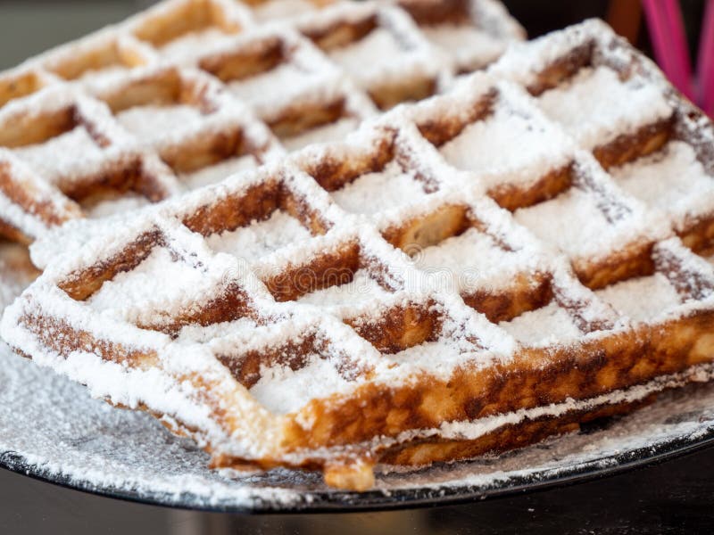 Sweet Waffle with Powdered Sugar Stock Image Image of calories, glucose 193246877