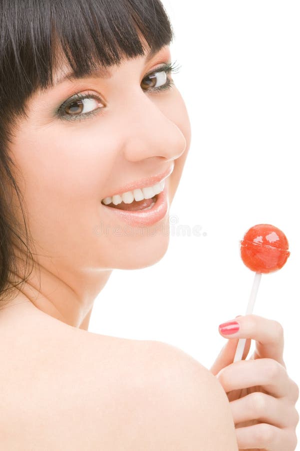 Sweet woman with candy
