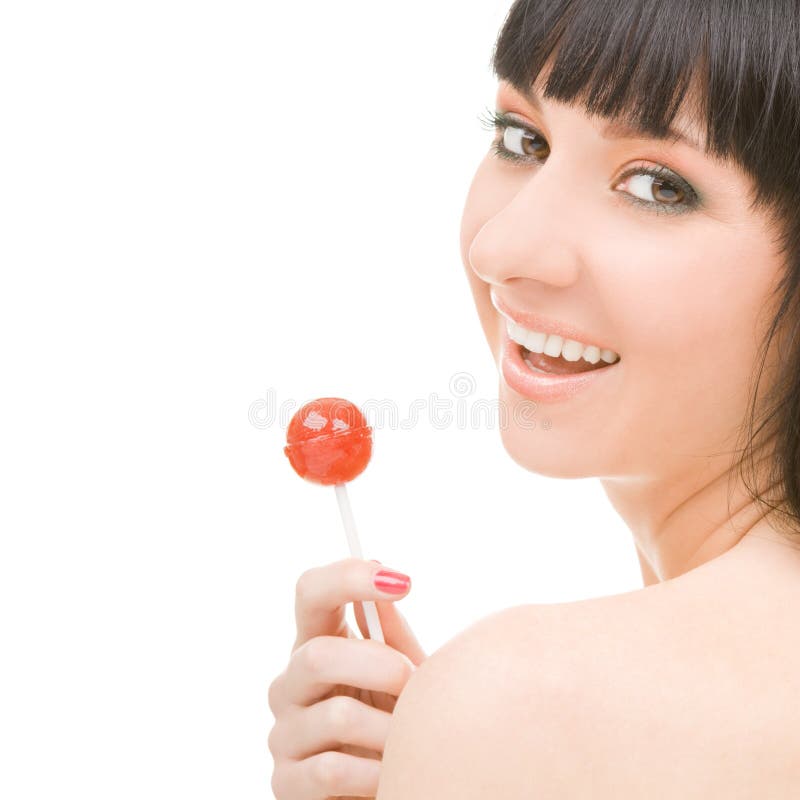 Sweet woman with candy