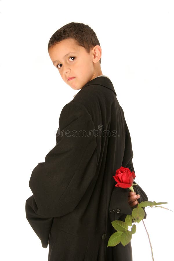 Sweet young man with rose