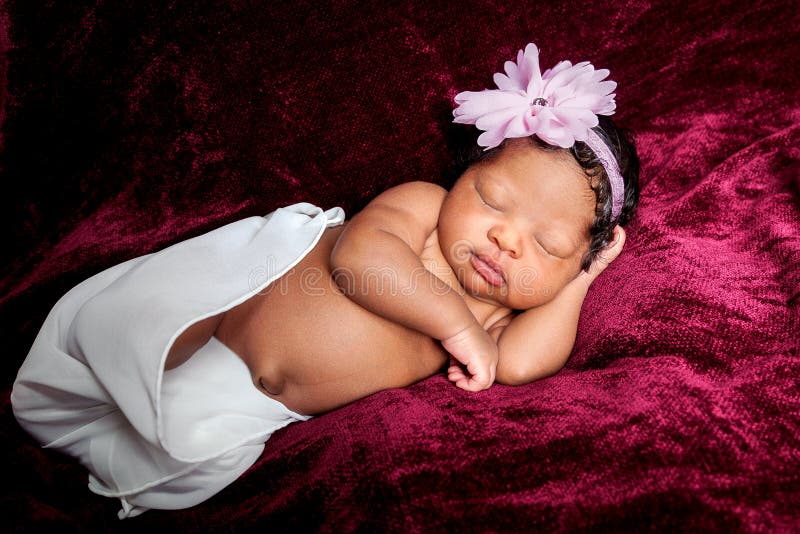 Sweetly Sleeping African American Newborn Girl